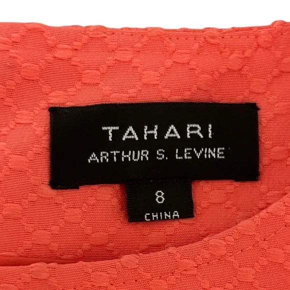 Tahari NEW Arthur S Levine Stella Coral Textured Cap Sleeve Sheath Dress Size 8 - Picture 4 of 12